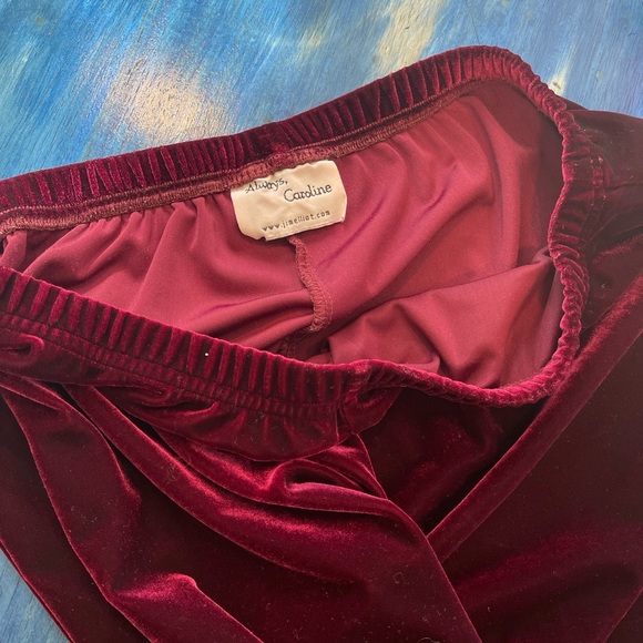 Vintage Always Caroline jimelliot.com Deep Burgundy Velour Pants /Large 30”waist - Picture 4 of 9